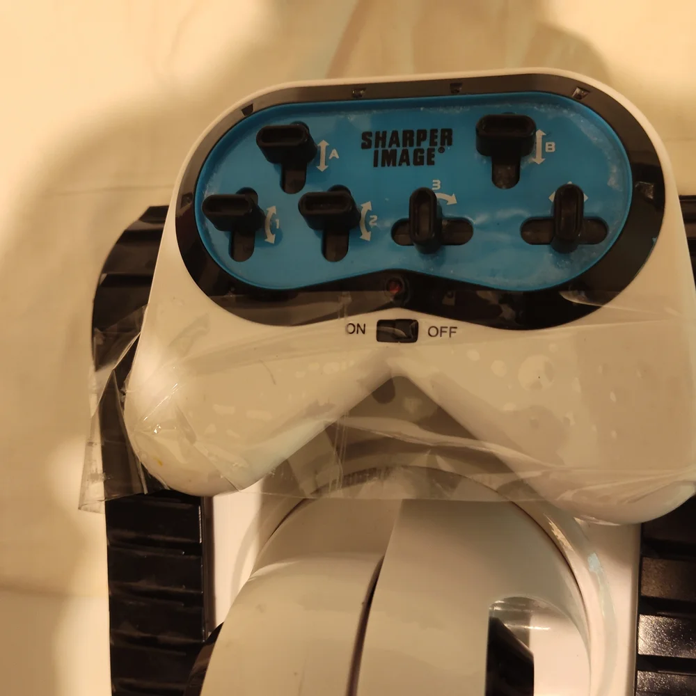 Sharper Image White and Black Robotic Arm with Blue Accents
